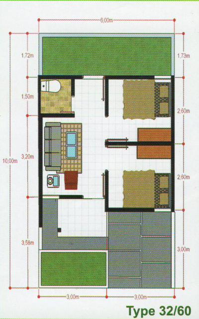 foto denah rumah tipe 32/60 perumahan GREEN PERMATA GENDOH