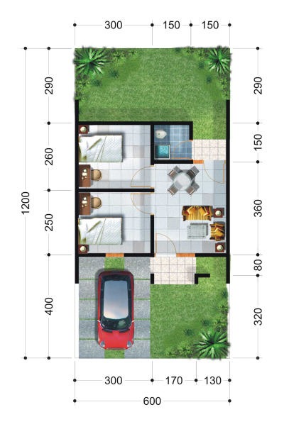 foto denah rumah tipe 30 perumahan MUTIARA CITRA RESIDENCE