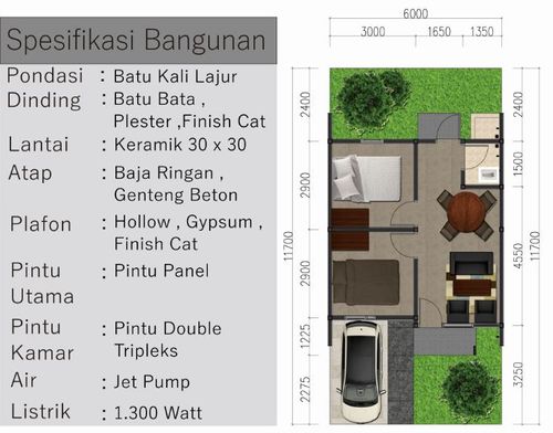 foto denah rumah tipe 36 / 70 perumahan Taman Pesona Residence