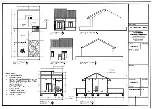 foto denah rumah tipe 40/78 perumahan Bumi Cipta Lestari 3 Kariango