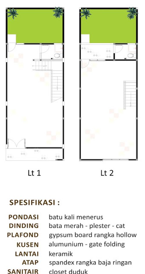 foto denah rumah tipe Ruko 100/75 perumahan Perumnas Pondok Indah Cianjur