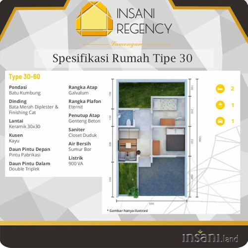 foto denah rumah tipe 30/60 perumahan INSANI REGENCY LAMONGAN