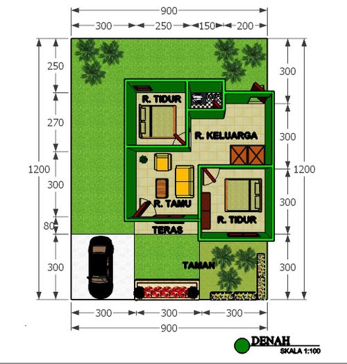 foto denah rumah tipe Subsidi perumahan KUALU GREEN YUDA
