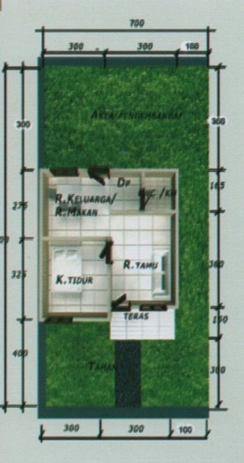 foto denah rumah tipe 36 RSH TAPAK perumahan Hannah Asri Kasang