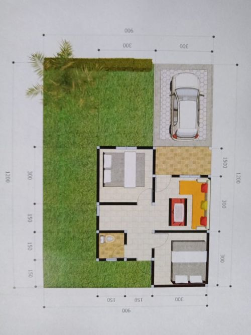 foto denah rumah tipe 36 M2 perumahan Apernas griya victory residens