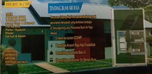 foto denah rumah tipe RST 36/105 A perumahan Perumnas Bumi Air Raja