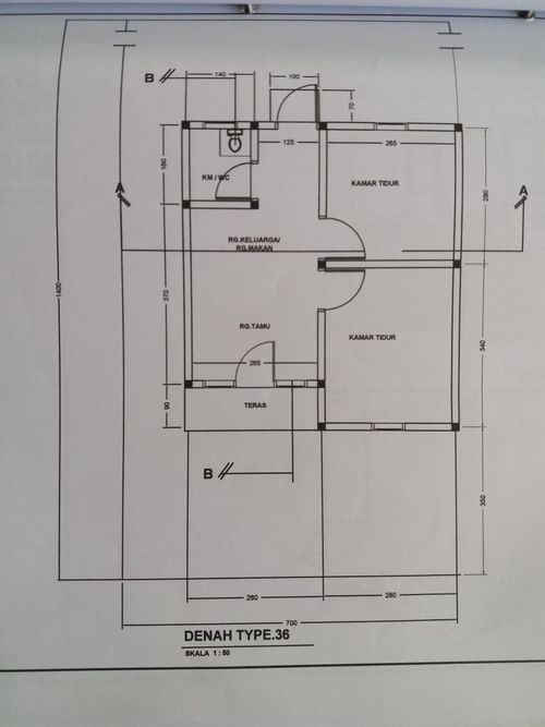 foto denah rumah tipe RST.36/105 perumahan Perumnas Majene/Moloku