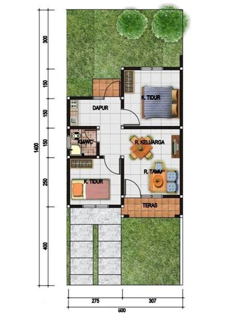 foto denah rumah tipe RS.36/84 perumahan Perumnas Samatan Asri