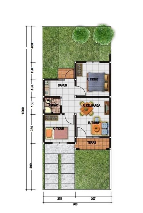 foto denah rumah tipe RS.45/120 perumahan Perumnas Samatan Asri