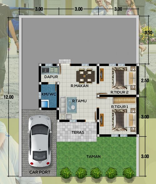 foto denah rumah tipe 36 perumahan RUMBAI RESIDENCE 2