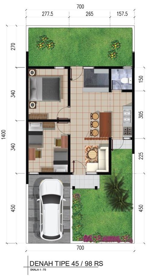 foto denah rumah tipe 45/112 perumahan Perumnas Pasadana Paseh