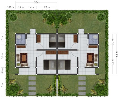 foto denah rumah tipe RST.29 perumahan Perumnas Lompoe II Parepare