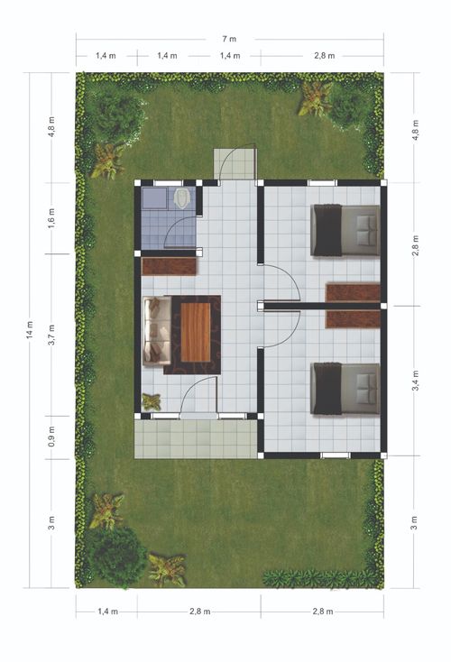 foto denah rumah tipe RS.36/84 perumahan Bukit Assorajang Permai