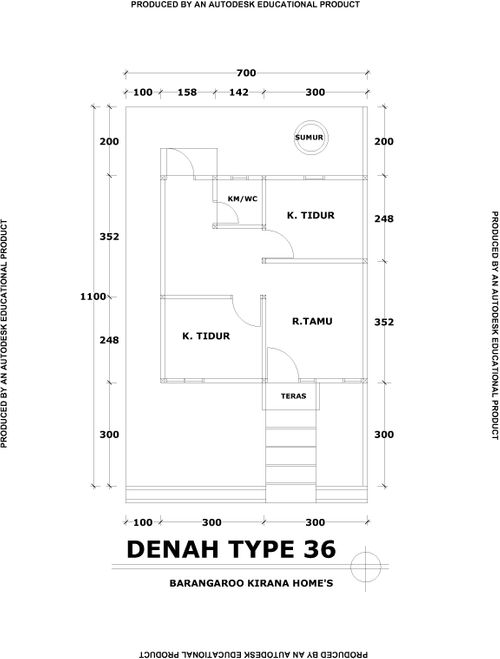 foto denah rumah tipe 36 perumahan Barangaroo Kirana Home's