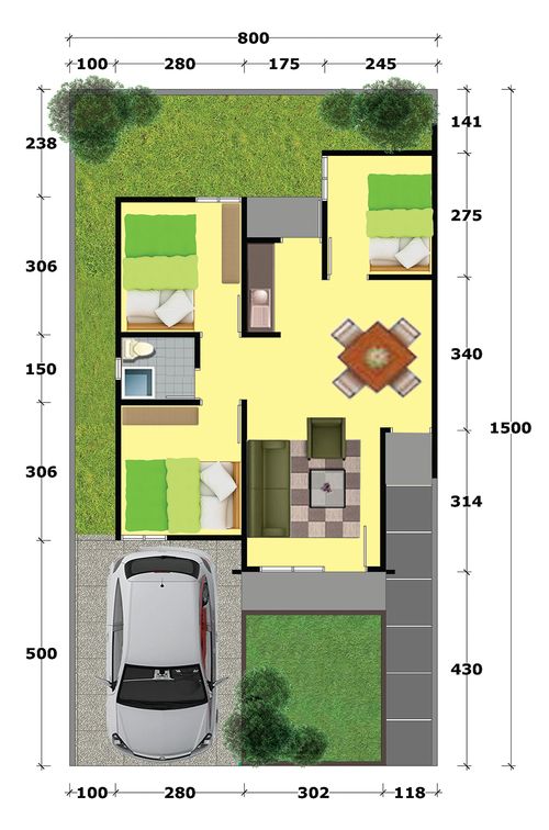 foto denah rumah tipe 54 perumahan Barangaroo Kirana Home's