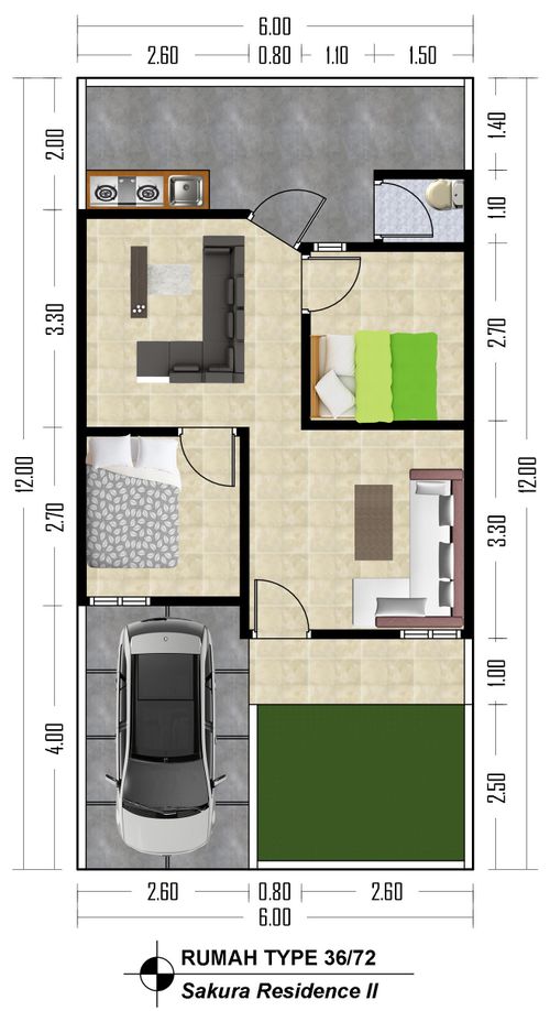 foto denah rumah tipe Sakura Tahap 1 perumahan SAKURA RESIDENCE