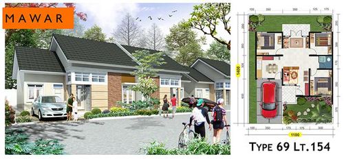 foto denah rumah tipe MAWAR perumahan SUKOMORO CITY