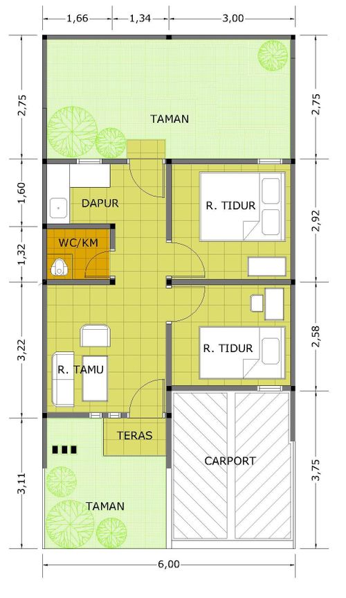 foto denah rumah tipe 36/72 perumahan Grya Sakinah