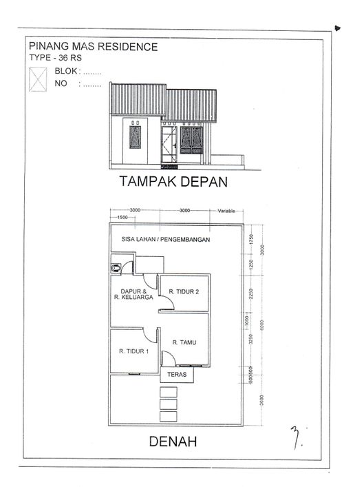 foto denah rumah tipe 36 perumahan PINANG MAS RESIDENCE