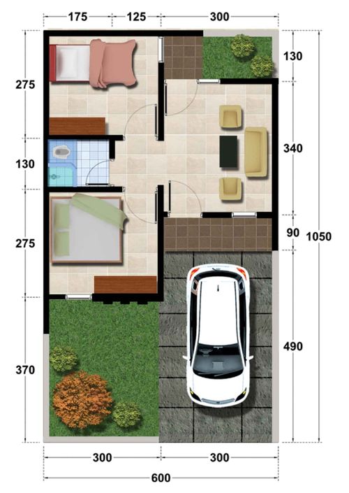 foto denah rumah tipe 32/72 perumahan Grand Jambangan Residence