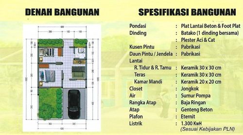 foto denah rumah tipe Sakura perumahan PURI DELTA ANGSANA