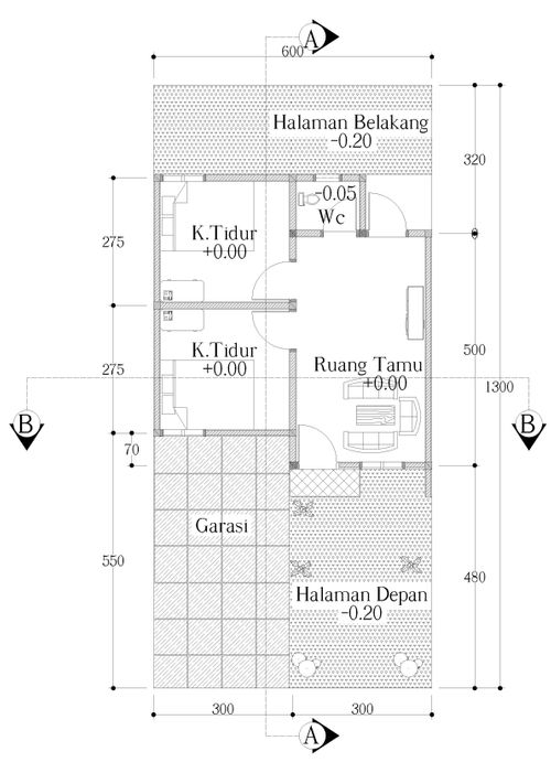 foto denah rumah tipe 36/78 perumahan MECCA PERDANA RESIDENCE