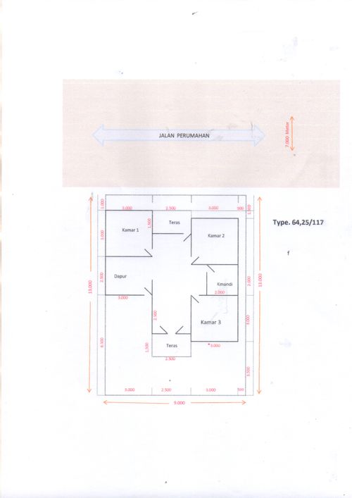 foto denah rumah tipe 64 perumahan GADING PERMAI 2