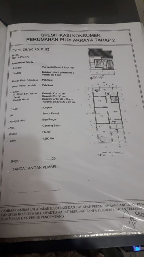 foto denah rumah tipe 28 / 60 perumahan PURI ARRAYA