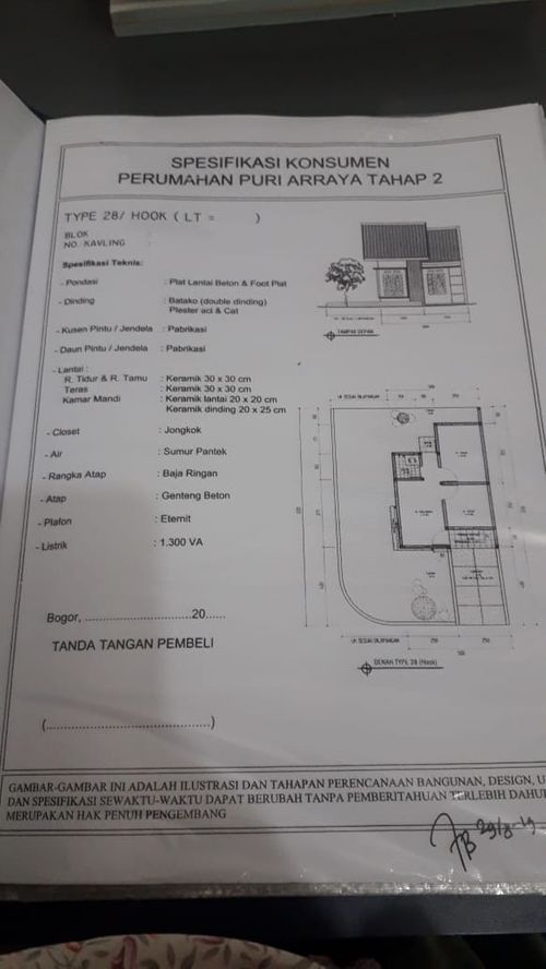 foto denah rumah tipe 28 / 94 perumahan PURI ARRAYA
