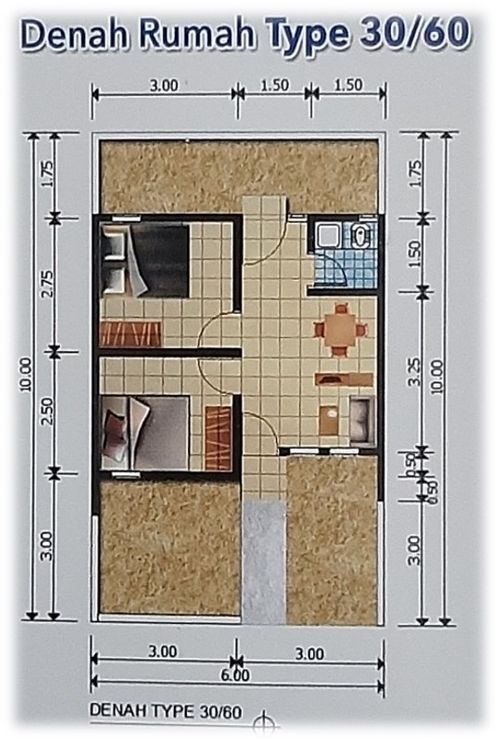 foto denah rumah tipe 30/60 Subsidi perumahan GRAND PURWADADI RESIDENCE