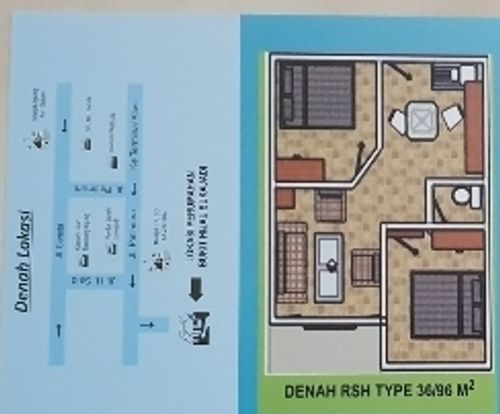 foto denah rumah tipe RSH 36 Tapak perumahan BUKIT HIJAU SUKAJADI
