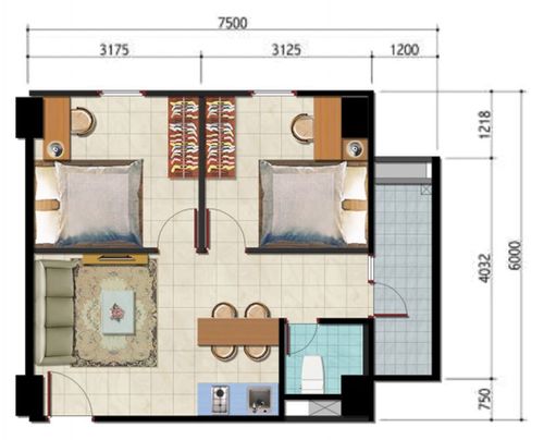 foto denah rumah tipe 2 Bedroom-T perumahan Perumnas Sentraland Cengkareng