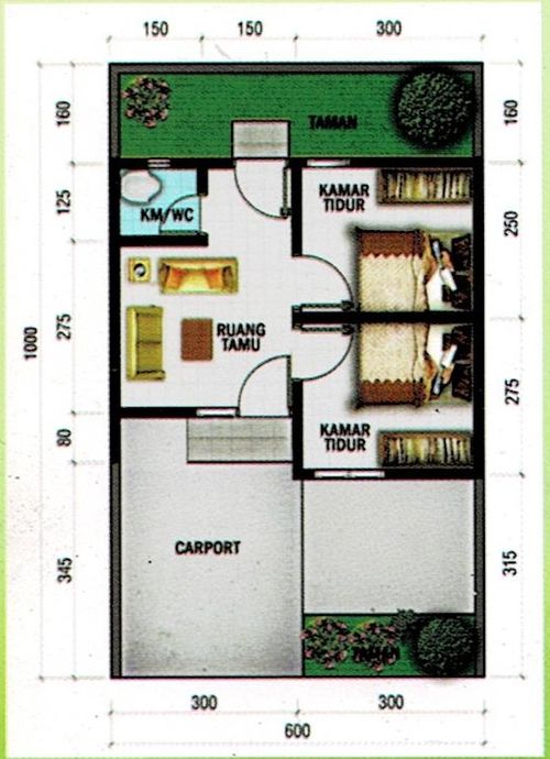 foto denah rumah tipe 27/60 perumahan Graha Asri Residence 2