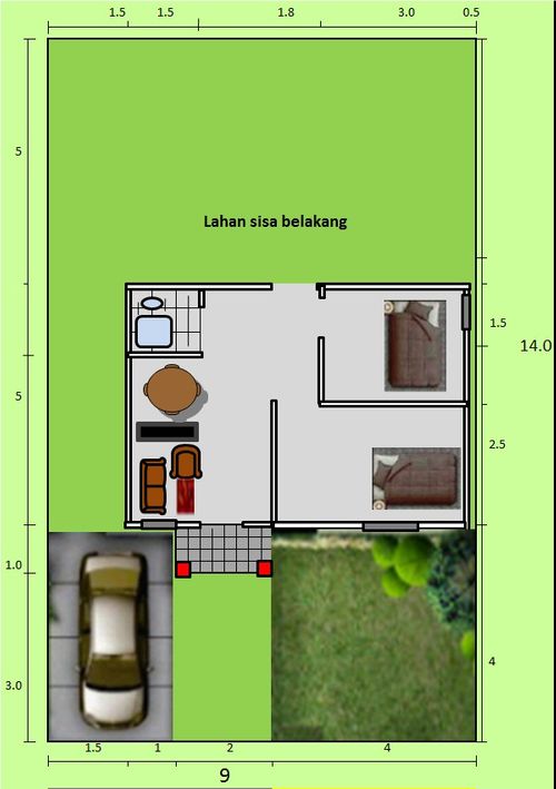 foto denah rumah tipe 36 perumahan KOMPLEK GRAHAKARYA BAKUNCI