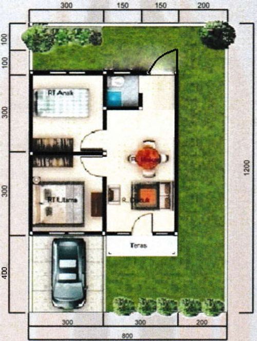 foto denah rumah tipe 36 perumahan UNIFIT LAND KOLTIM