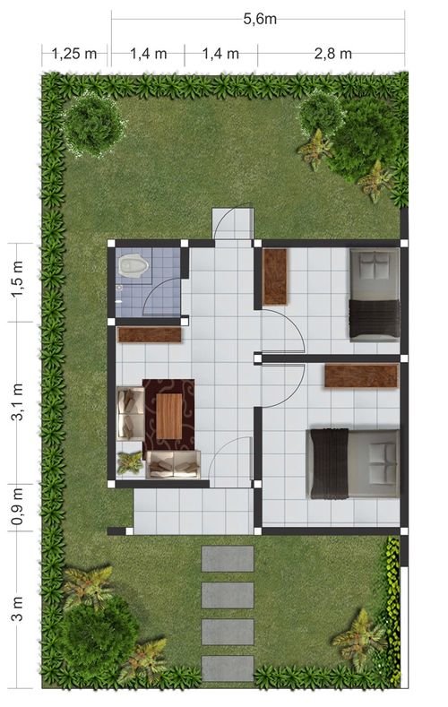 foto denah rumah tipe 29,5/84 perumahan Perumnas Wapunto Raha