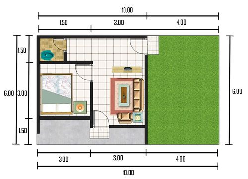 foto denah rumah tipe 30 /60 perumahan GRAHA KEDUNG BARU
