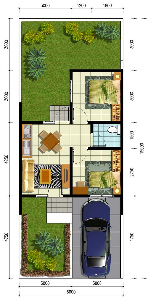 foto denah rumah tipe RS 36/90 perumahan Perumnas Dramaga