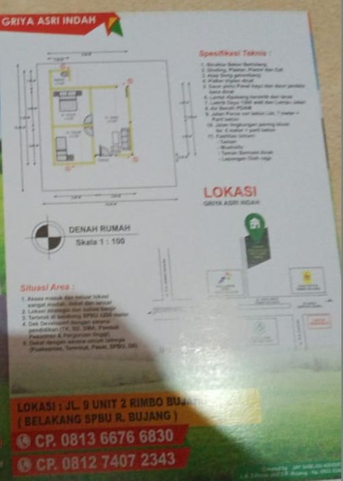 foto denah rumah tipe RSH 36 Tapak perumahan GRIYA ASRI INDAH
