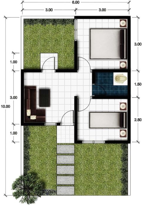 foto denah rumah tipe 30/60 perumahan d'Seven Garden Residence