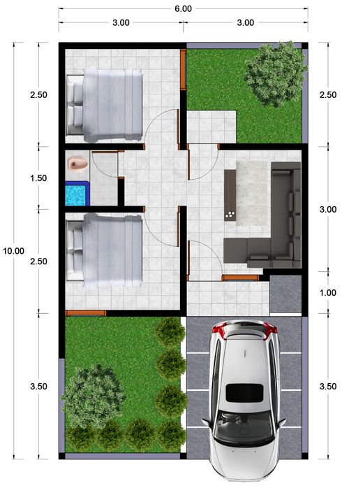 foto denah rumah tipe 30/60 perumahan GRAHA PESONA JATITUJUH