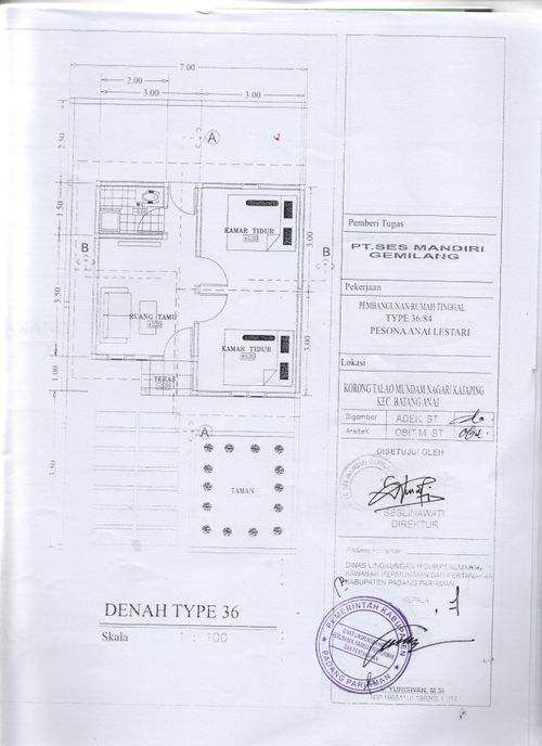 foto denah rumah tipe 36 perumahan PESONA ANAI LESTARI