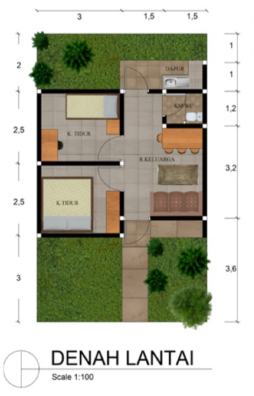 foto denah rumah tipe 27 (2017) perumahan Bumi Padma 
