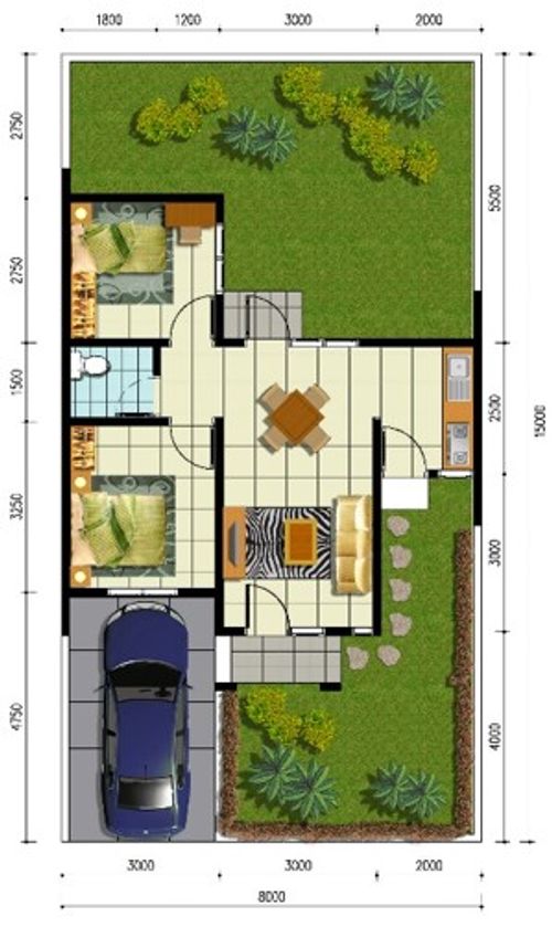 foto denah rumah tipe RS 45-120 perumahan Perumnas Bumi Cikal Asih