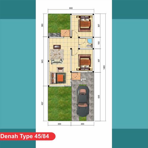 foto denah rumah tipe 45/84 perumahan Griya Anugerah Rancageneng