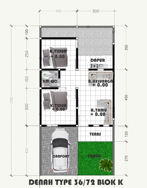 foto denah rumah tipe 36/72 perumahan MARGAMULYA INDAH REGENCY