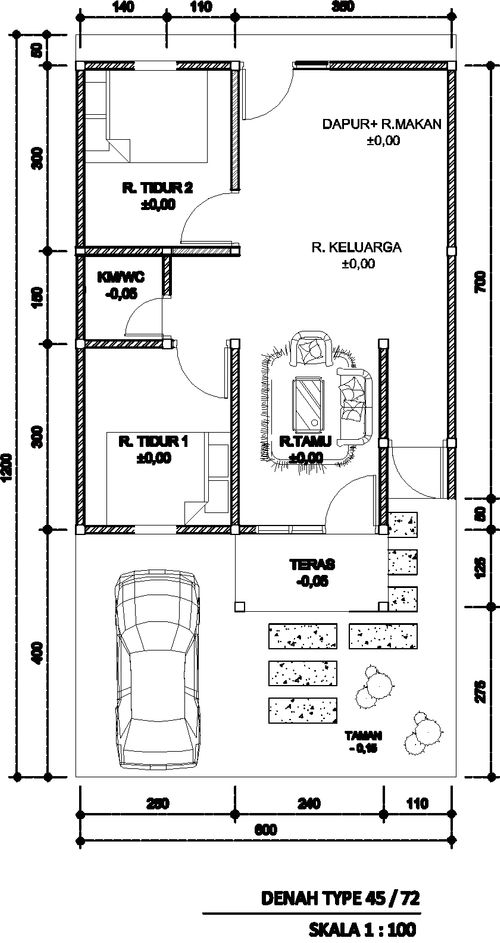 foto denah rumah tipe 45 perumahan BHAYANGKARA NGAWI RESIDENCE