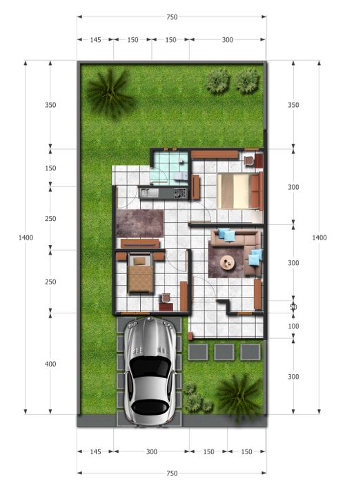 foto denah rumah tipe 36 TAPAK perumahan PERMATA LAND