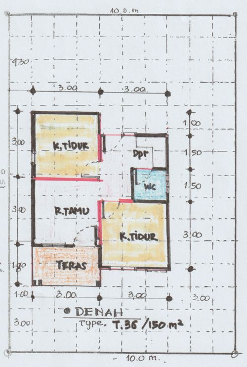 foto denah rumah tipe 36 perumahan Berkah Maulana