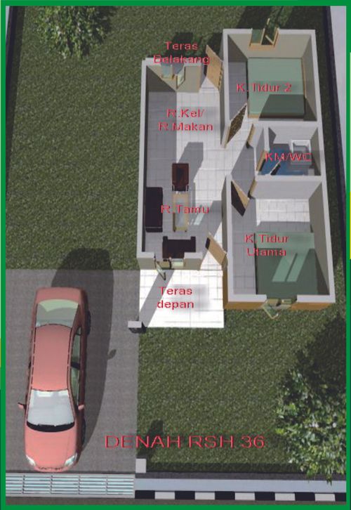 foto denah rumah tipe RSH 36 perumahan Griya Madinah Asri